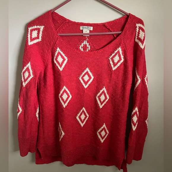Womens lucky brand live in love sweater red aztec size medium - Picture 1 of 3